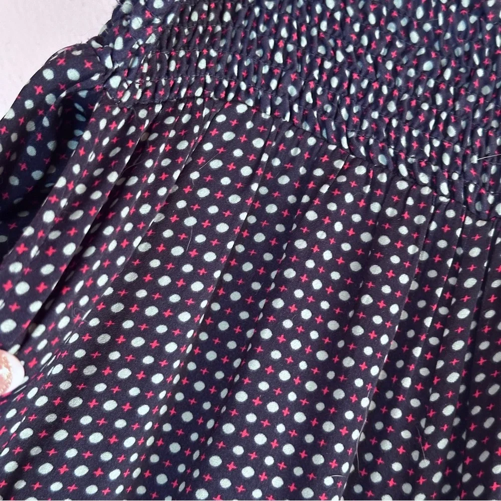 Aerie Silky Boho Pajama Bottoms M Navy Dot American Eagle